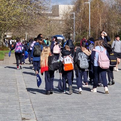 Students on campus tour
